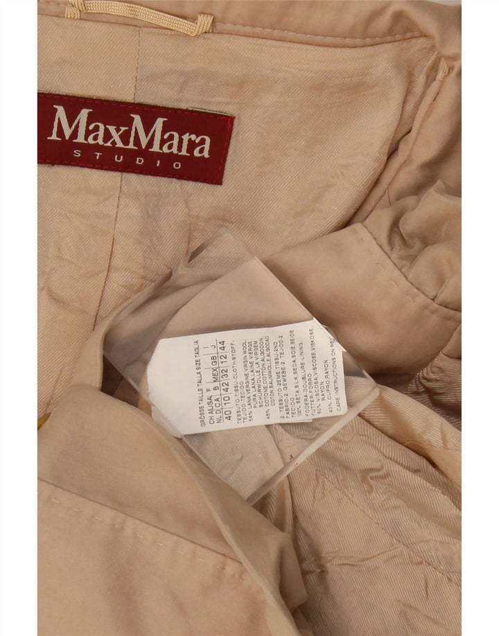 Damska marynarka Max Mara zapinana na 3 guziki, UK 12, średnia beżowa wełna