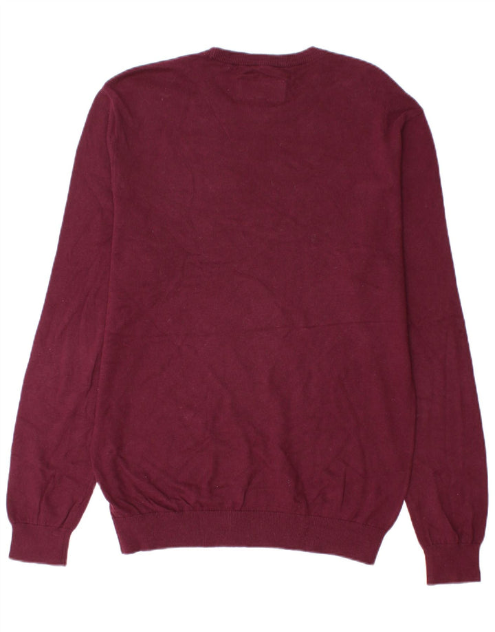 Męski sweter Jack Wills z okrągłym dekoltem, średnia bordowa bawełna