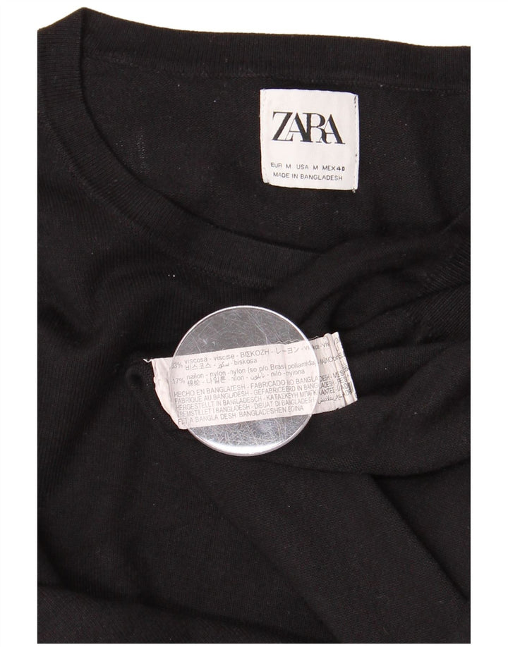 Męski sweter z okrągłym dekoltem ZARA, średnia czarna wiskoza