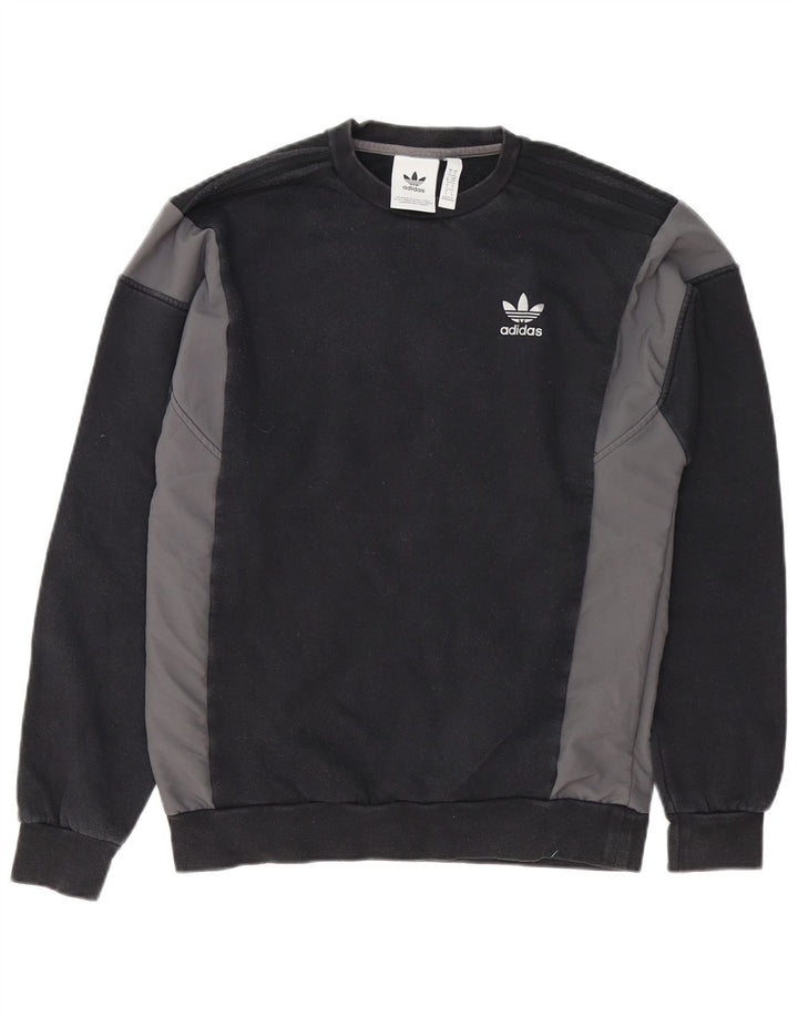 Bluza męska Adidas, mała, czarna, z blokami kolorów, bawełniana