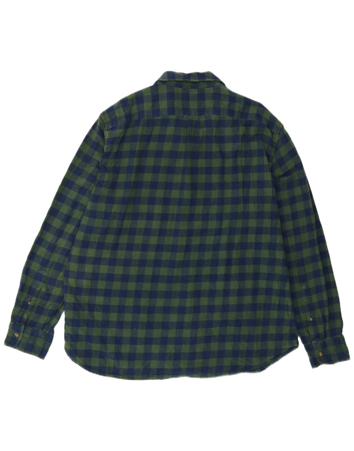 J. Crew Męska koszula flanelowa o klasycznym kroju, 2XL, zielona bawełniana kratka