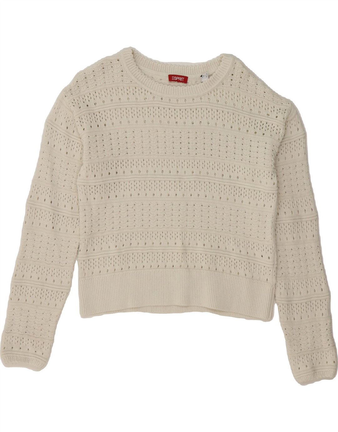 ESPRIT Womens Crew Neck Jumper Sweater UK 16 Large White Cotton Vintage Esprit and Second-Hand Esprit from Messina Hembry 