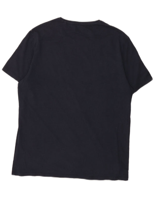 Męski T-shirt Guess Slim Fit z grafiką, góra XL, granatowa, bawełniana