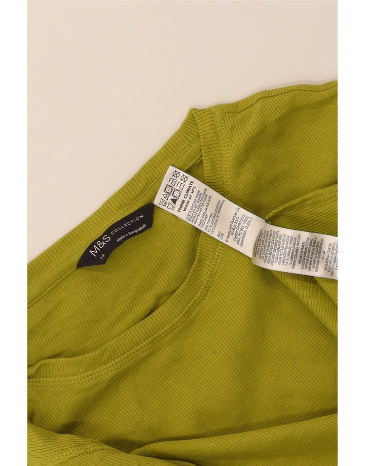Marks & Spencer Damski top z długim rękawem, UK 14, średni zielony, bawełniany