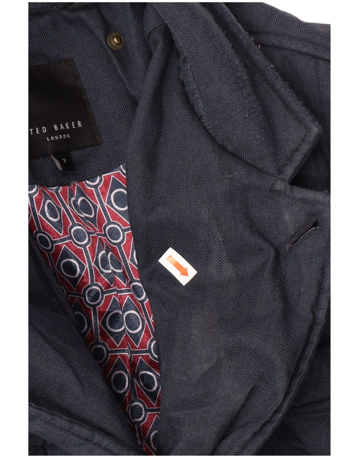 Męska pikowana kurtka TED BAKER, rozmiar 2, mała, granatowa, klasyczna w jodełkę