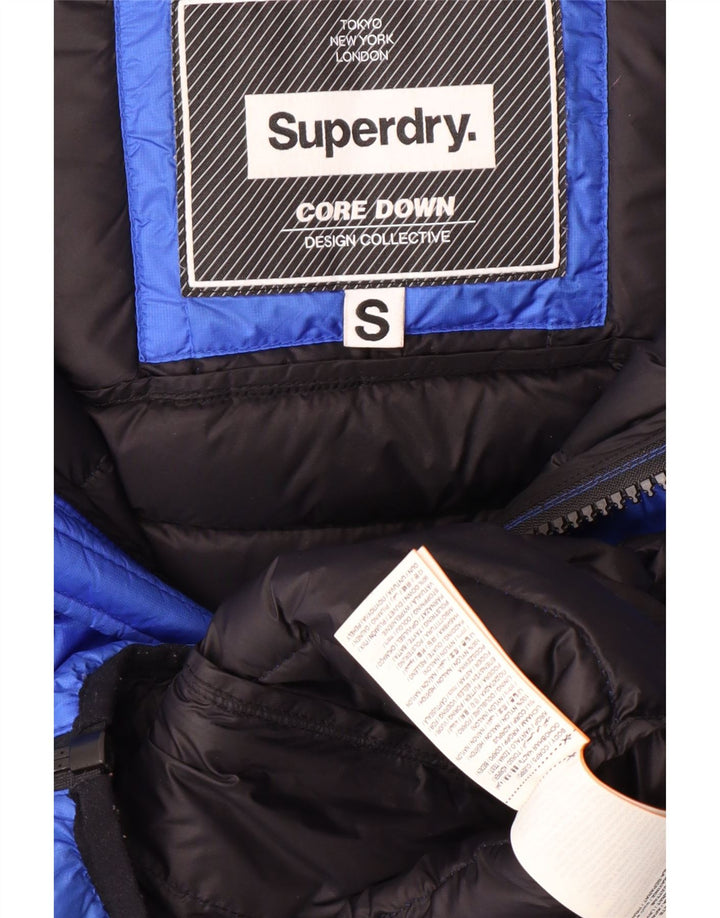 SUPERDRY Męska wyściełana kurtka z kapturem i kapturem UK 36 Small Blue Nylon