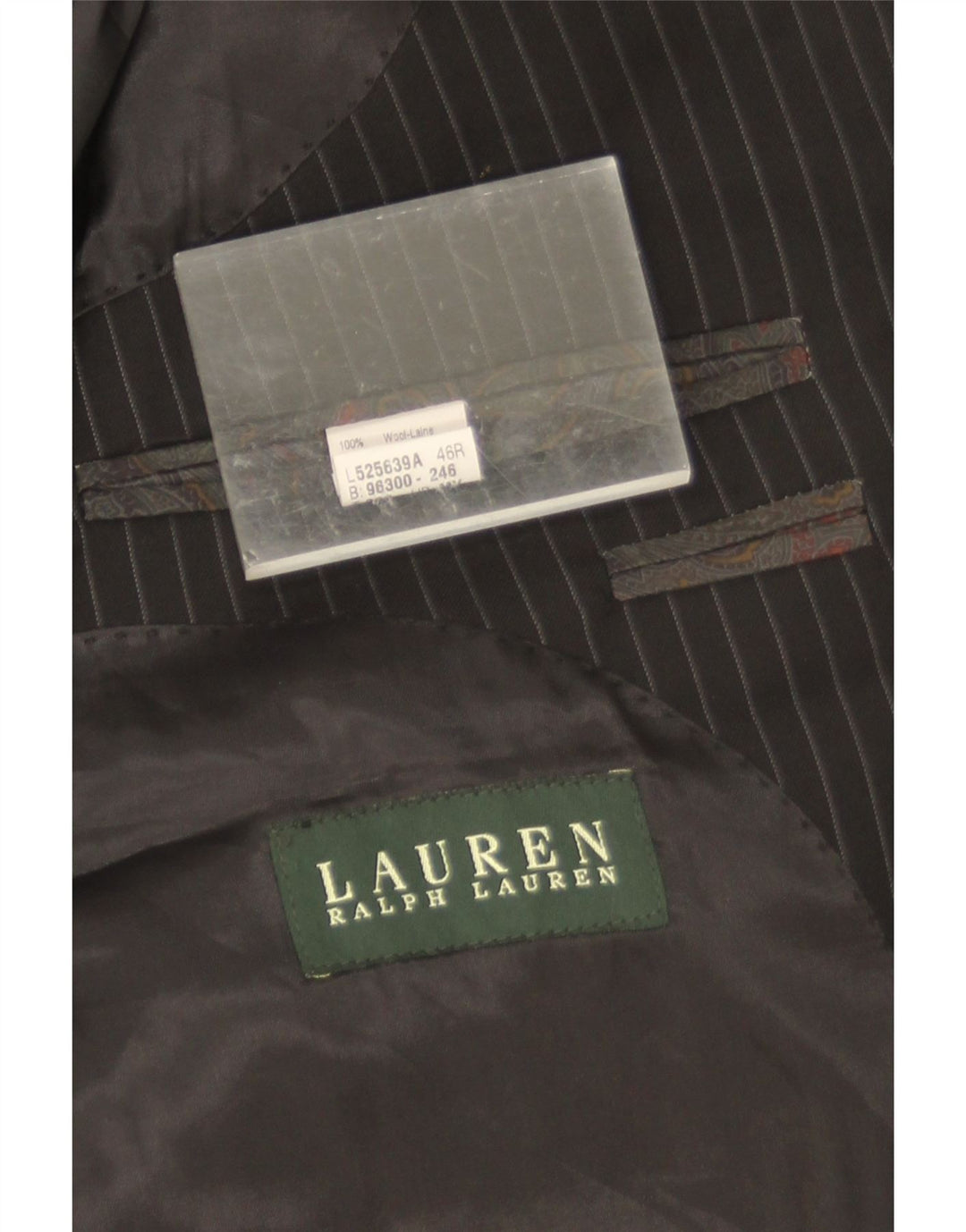 Ralph Lauren Męska marynarka zapinana na 2 guziki UK 46 2XL Czarna wełniana w prążki