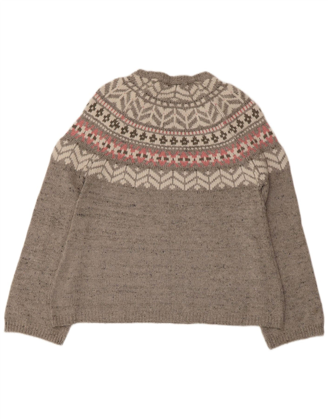 Marks & Spencer Damski sweter z dekoltem w łódkę UK 12 Średni szary Fair Isle