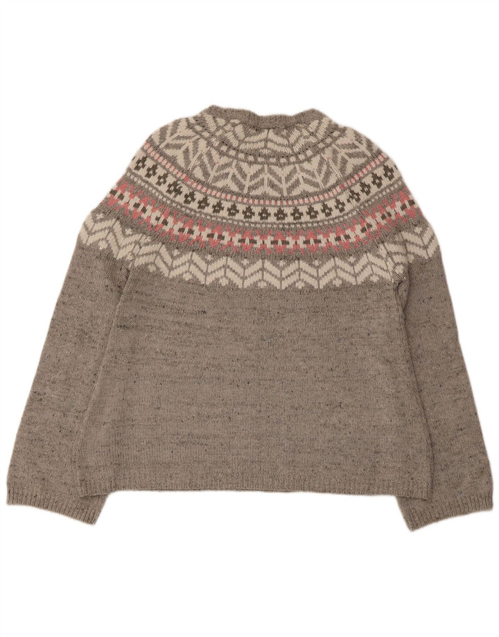 Marks & Spencer Damski sweter z dekoltem w łódkę UK 12 Średni szary Fair Isle