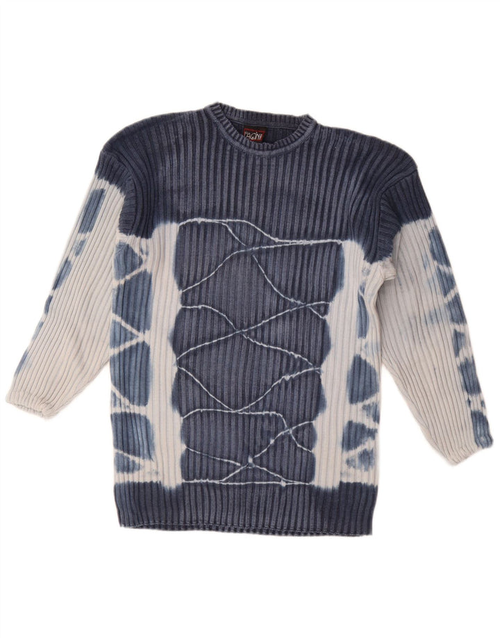 Vintage męski sweter z okrągłym dekoltem, średni granatowy, bawełniany krawat