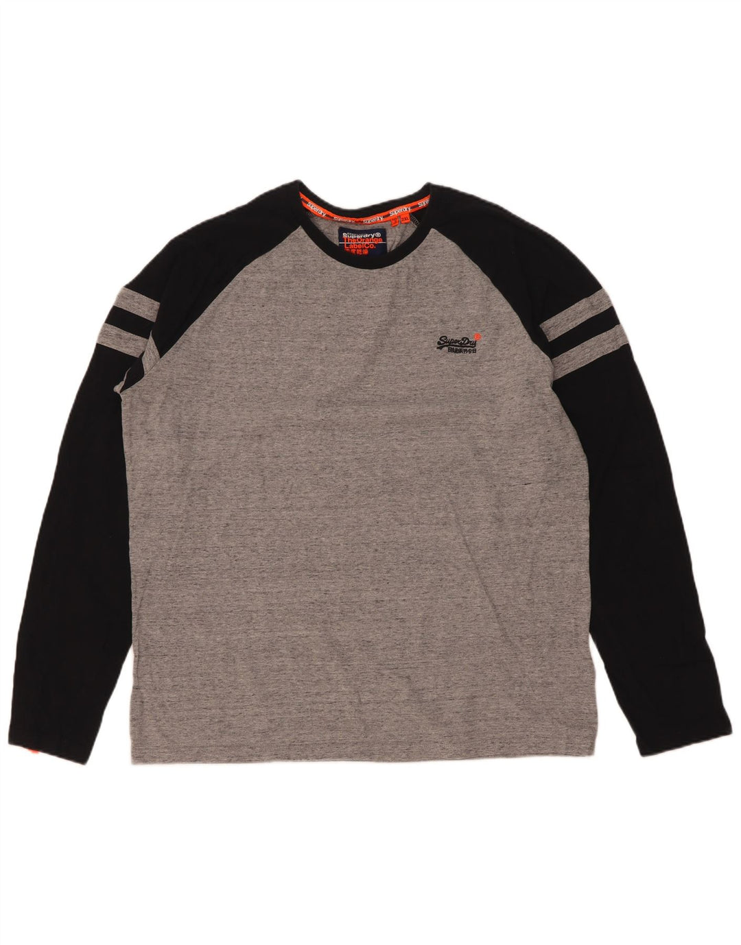 Męski top Superdry z długim rękawem 2XL, szara, bawełniana w bloki kolorów
