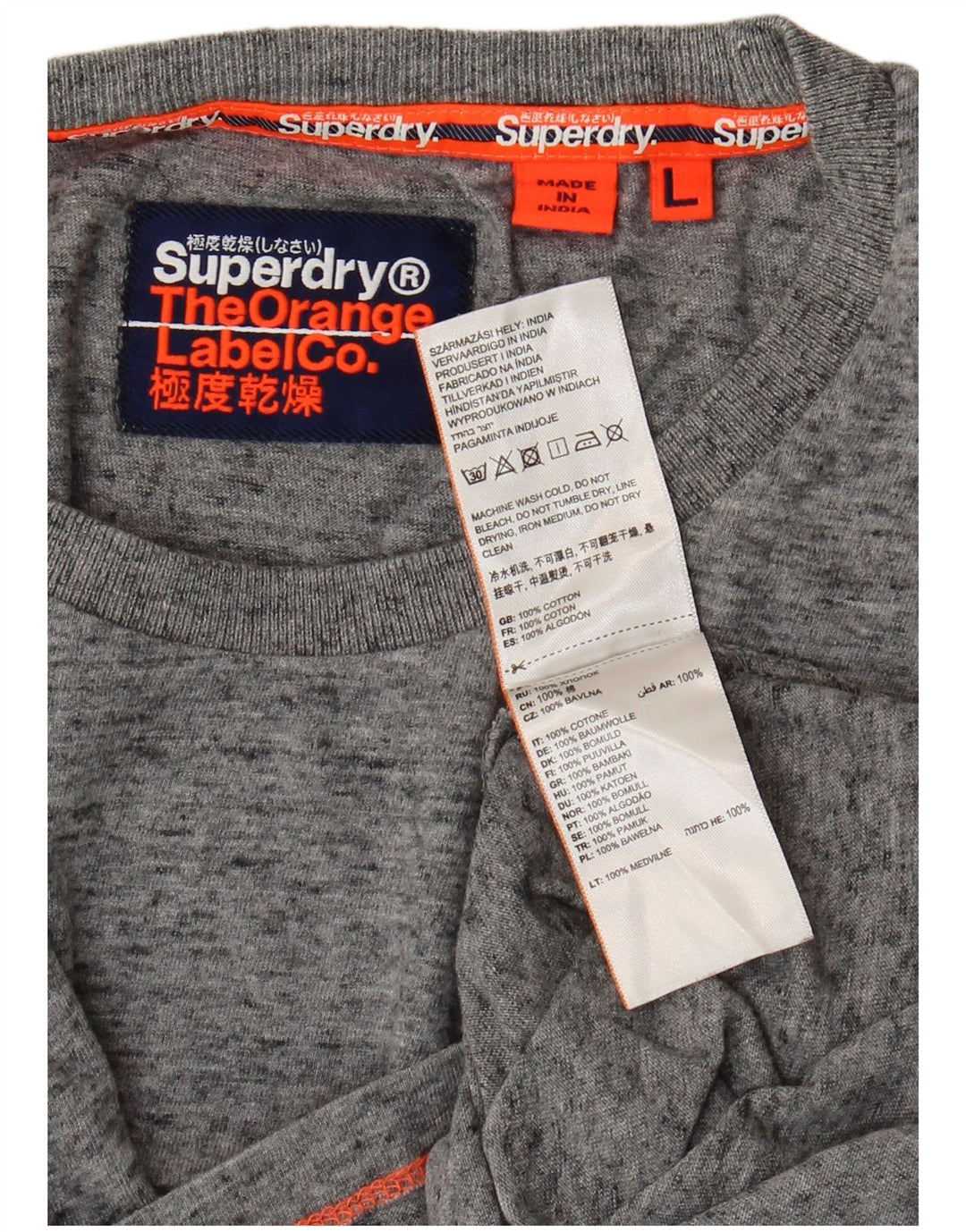 Męski T-shirt Superdry, duży, szary, bawełniany w plamki