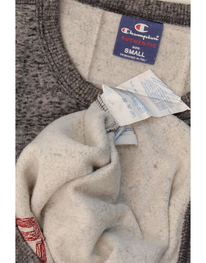 Męska bluza z grafiką CHAMPION, mała, szara, nakrapiana bawełna