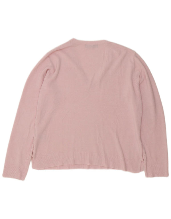 Marks & Spencer Damski sweter z dekoltem w kształcie litery V, UK 14, duży, różowy, akrylowy