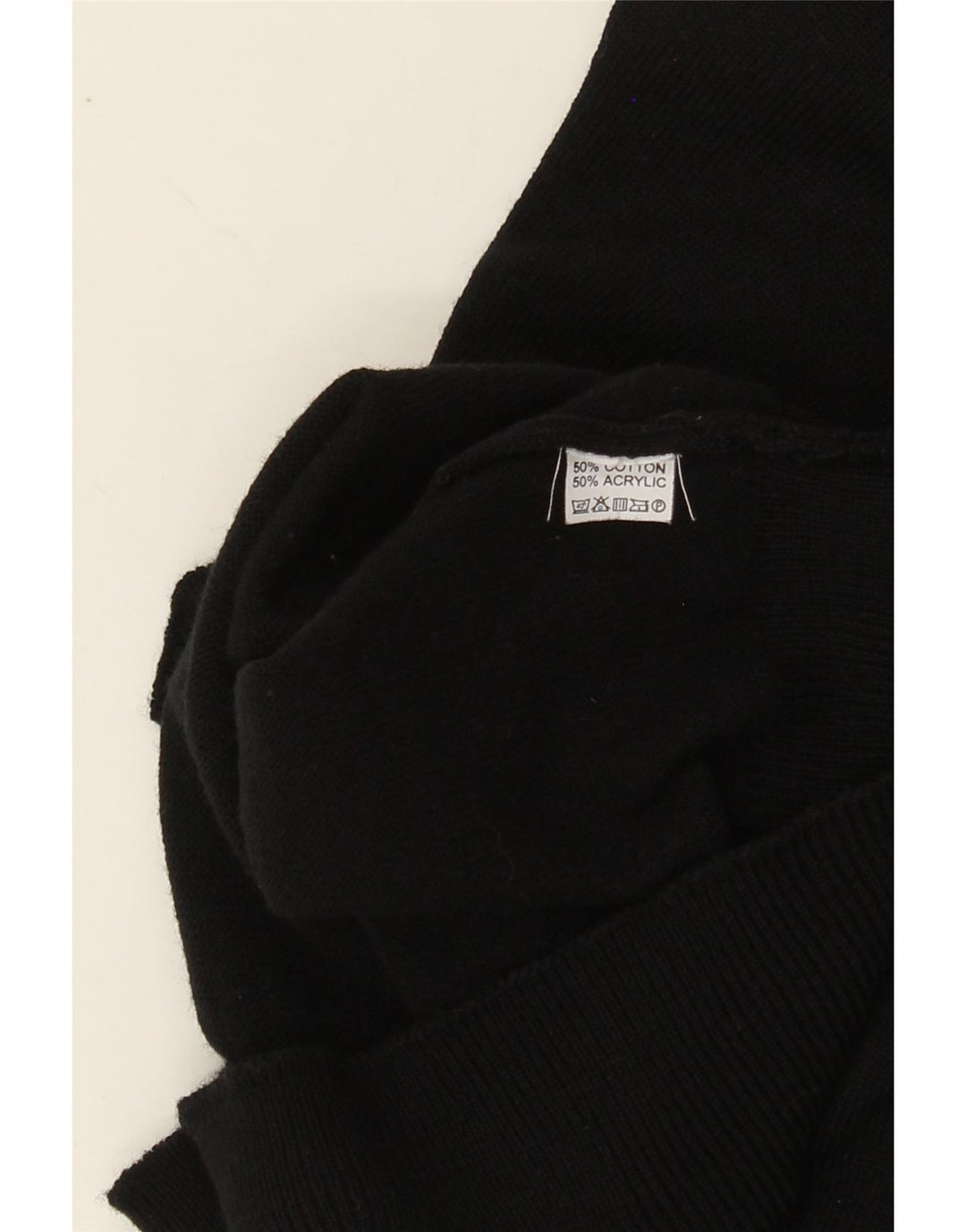 VINTAGE Womens Turtle Neck Jumper Sweater UK 14 Medium Black Cotton Vintage Vintage and Second-Hand Vintage from Messina Hembry 