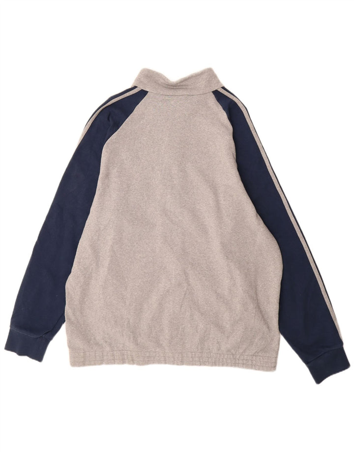 Męska kurtka dresowa ADIDAS UK 48/50 XL, szara bawełna z blokami kolorów