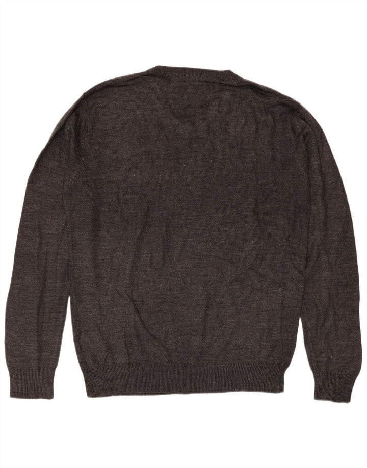 PIERRE CARDIN Męski sweter z dekoltem w kształcie litery V, średnioszary, akrylowy