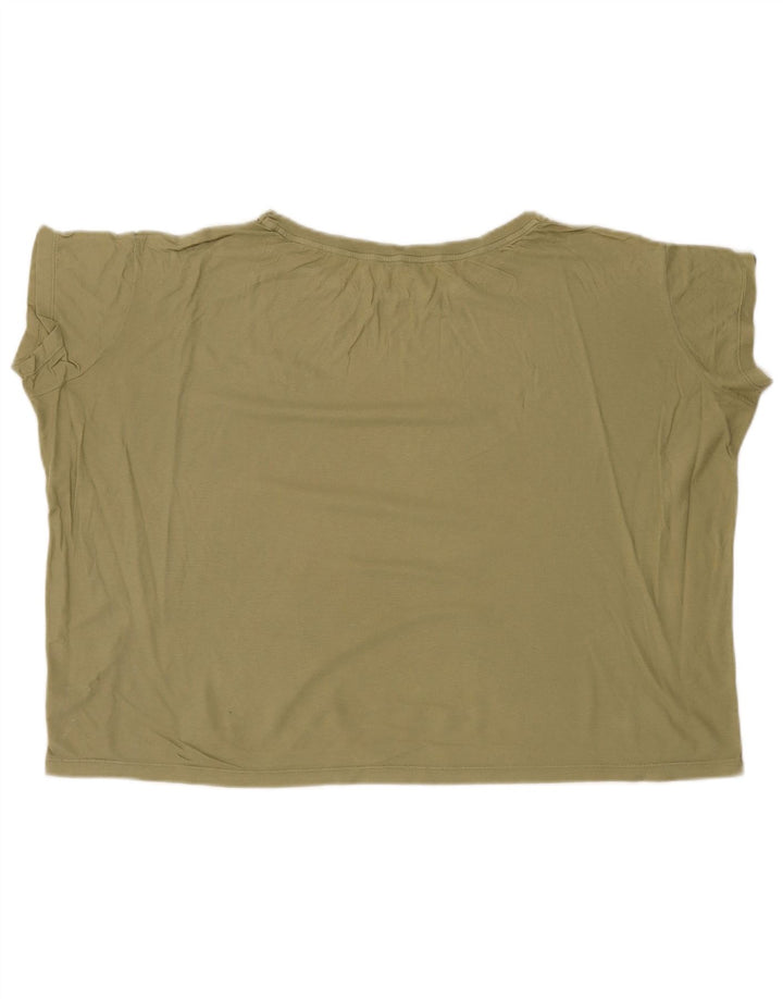 Damska koszulka typu Crop Oversize BENETTON Top UK 6 XS, bawełna khaki