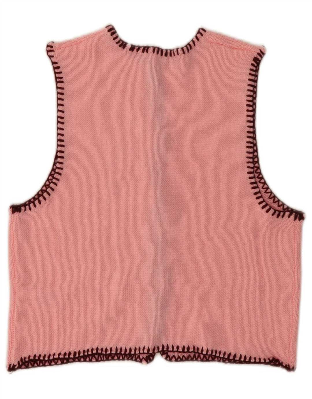 Damski sweter rozpinany bez rękawów w stylu vintage, UK 6 XS, różowy akryl