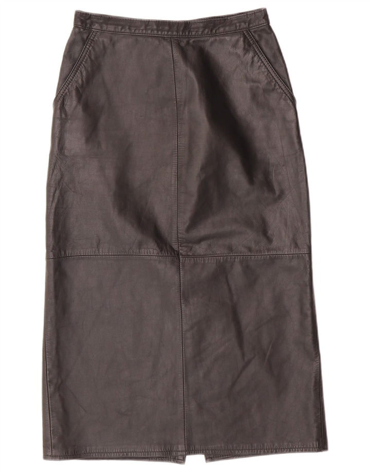 CHALICE Damska spódnica skórzana z wysokim stanem UK 8 Small W24 Czarna skóra