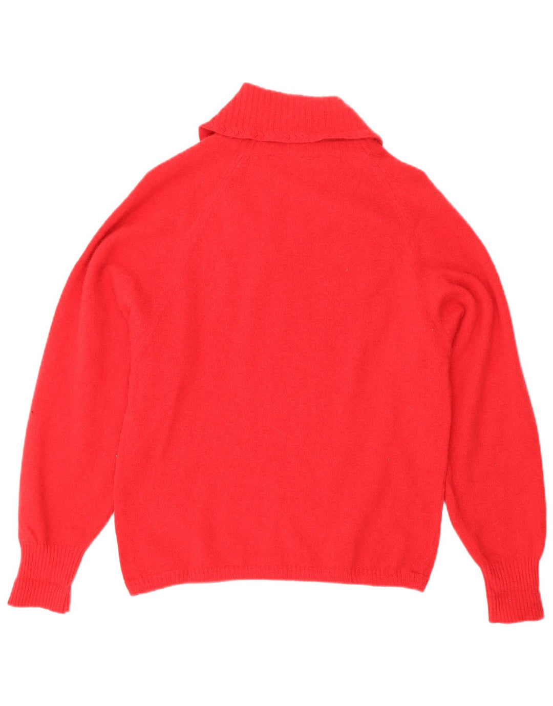 Sweter damski w stylu vintage z szalowym dekoltem UK 12, średnia czerwona wełna