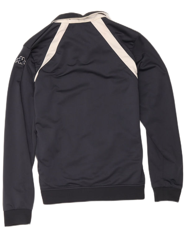 Kappa Womens Graphic Tracksuit Top Jacket UK 14 Large Navy Blue Colourblock