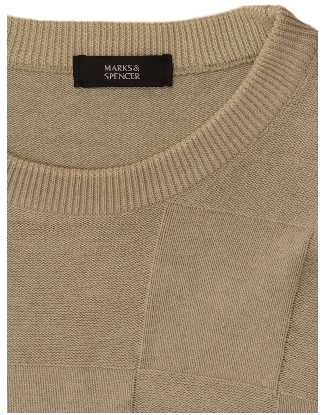 Marks & Spencer Męski sweter z okrągłym dekoltem, duży, beżowy