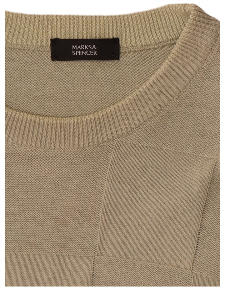 Marks & Spencer Męski sweter z okrągłym dekoltem, duży, beżowy