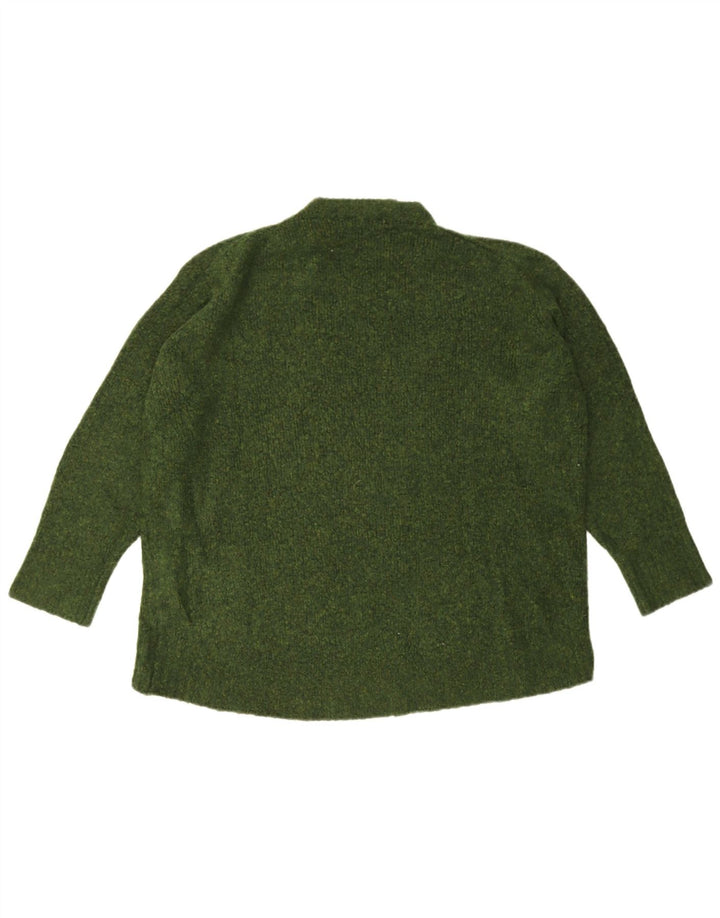 Damski sweter oversize Zara z okrągłym dekoltem UK 14, średni, zielony, nakrapiany