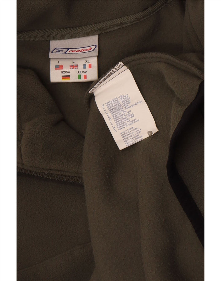 Męski sweter Reebok z zamkiem błyskawicznym, dużym poliestrem w kolorze khaki