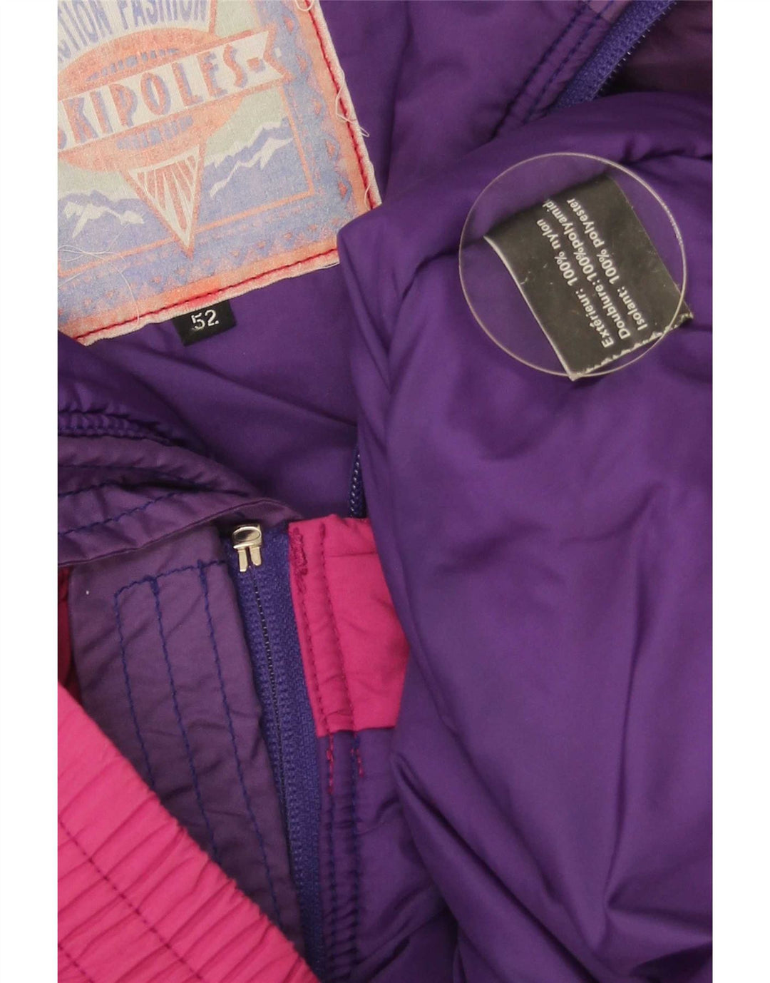 Męska kurtka narciarska z kapturem w stylu vintage IT 52 XL, wielokolorowy nylon z blokami kolorów