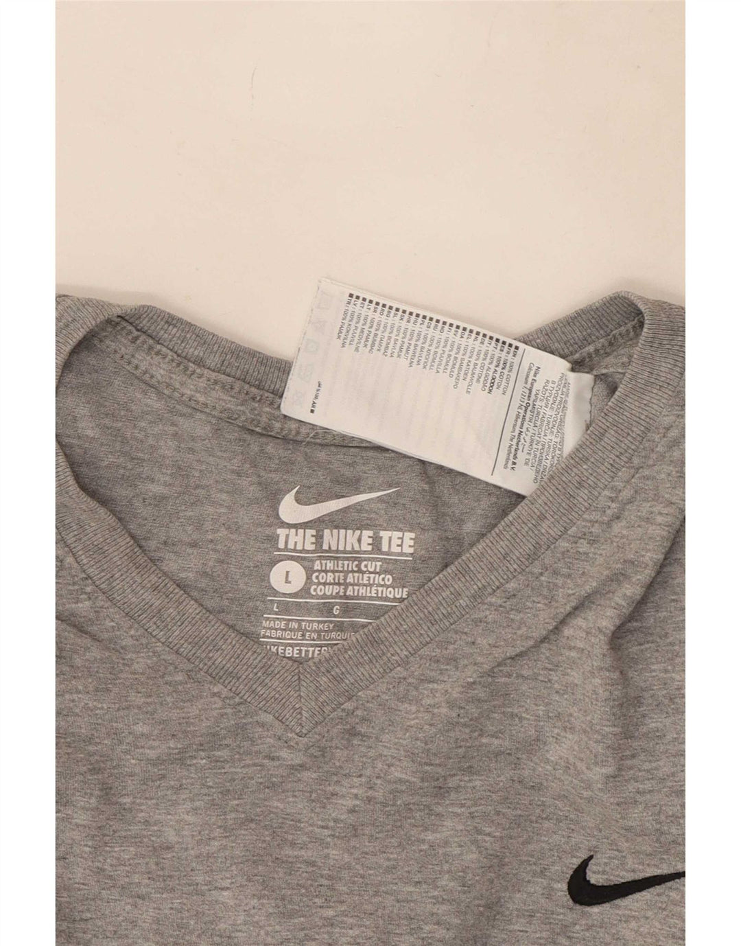 Męski T-shirt Nike o sportowym kroju, duży, szary, bawełniany w cętki
