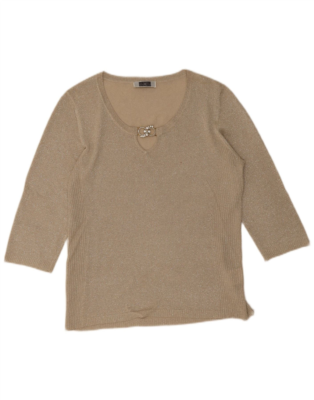 Damski top Perte by Krizia z rękawem 3/4, UK 12, średni beż