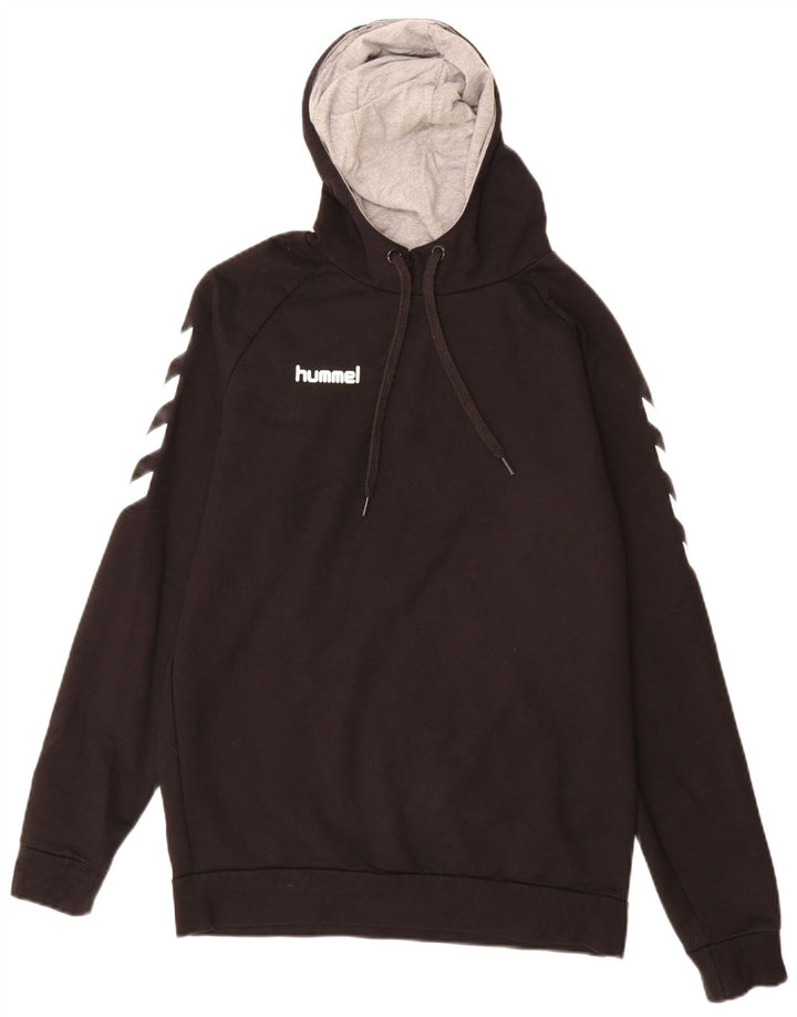 Hummel Męski sweter z kapturem z grafiką, średniej wielkości, czarny, bawełniany