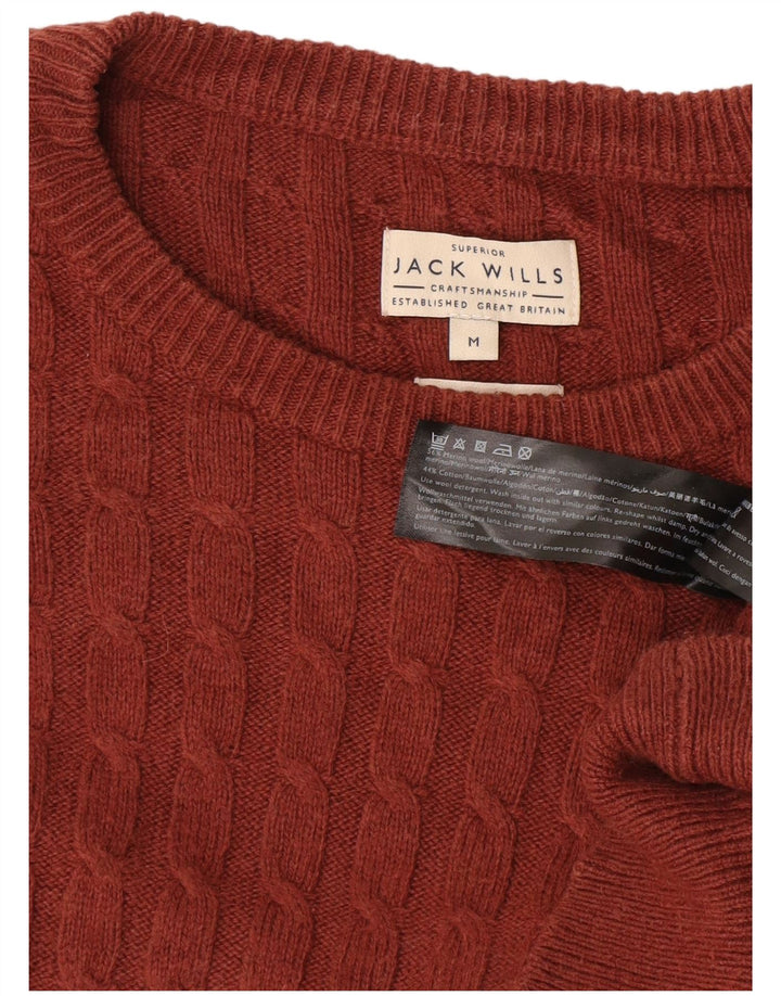 Męski sweter z okrągłym dekoltem Jack Wills, średnio brązowa wełna