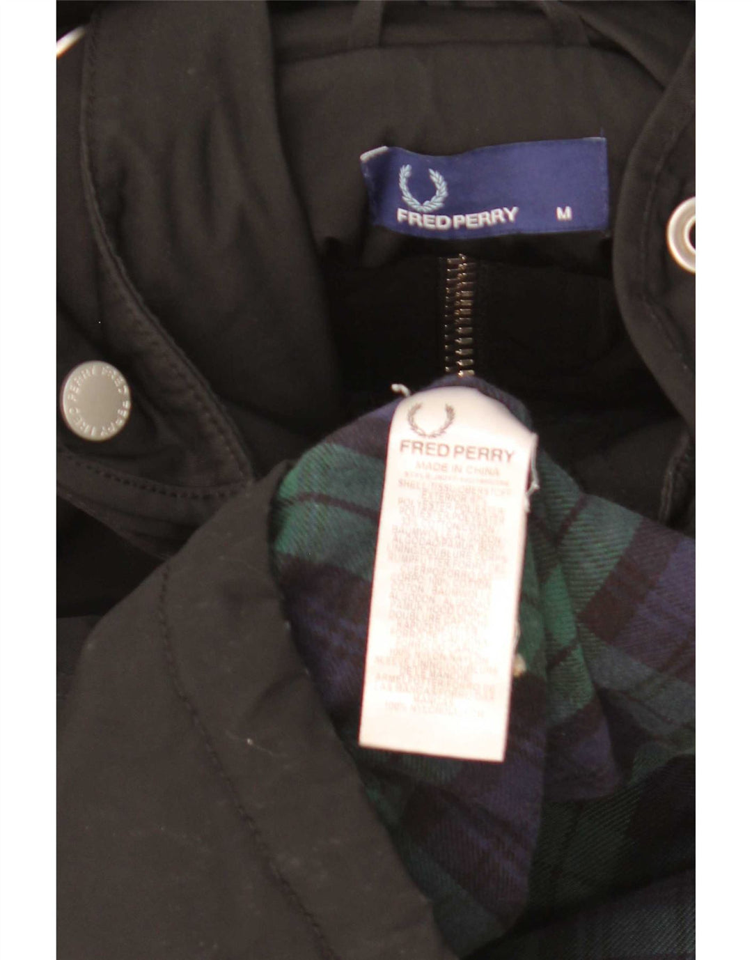 Męska kurtka wiatrówka z kapturem Fred Perry UK 38 Średni czarny nylon