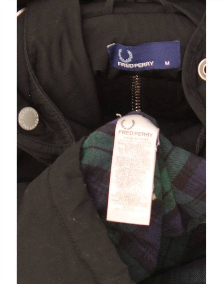 Męska kurtka wiatrówka z kapturem Fred Perry UK 38 Średni czarny nylon