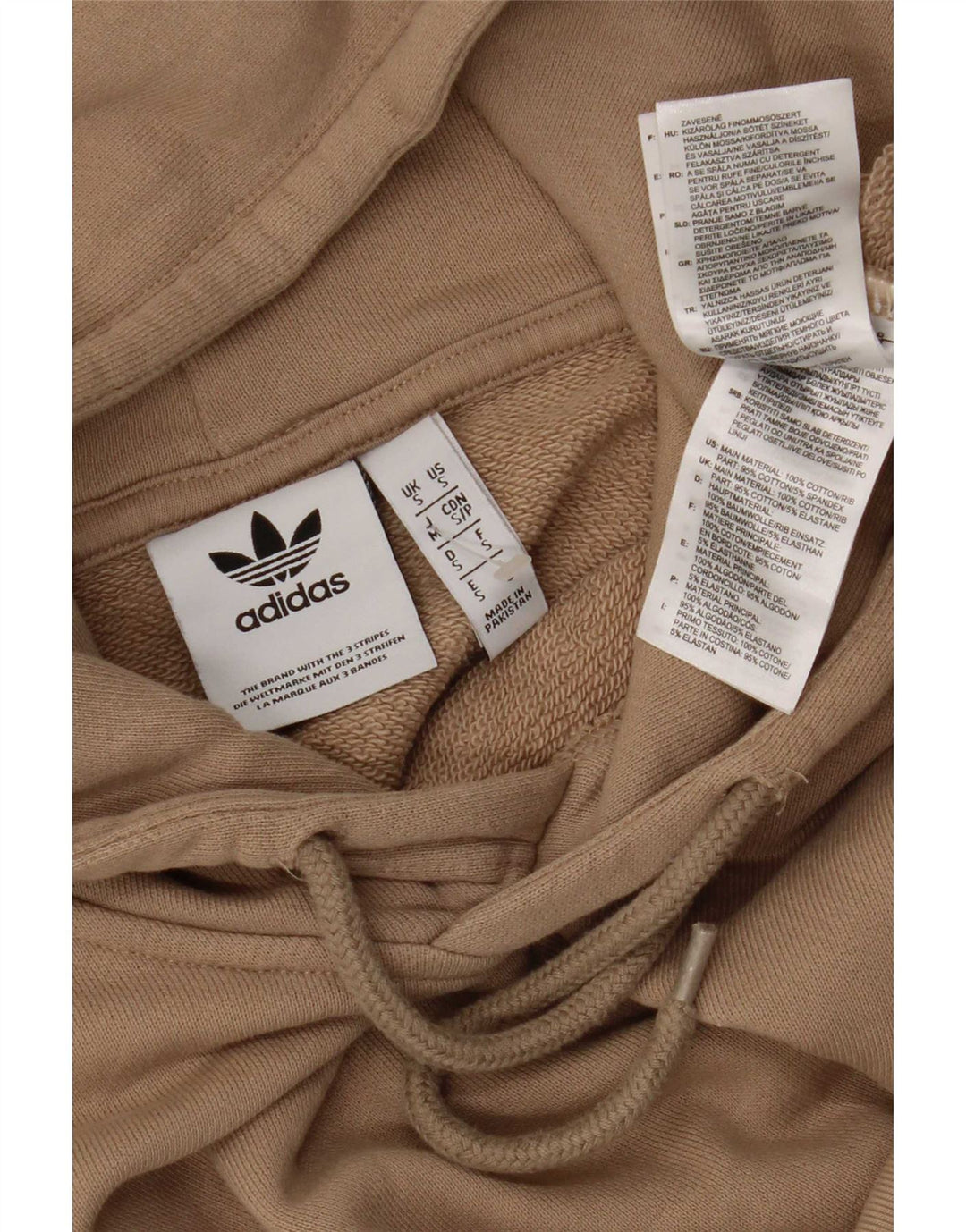 Adidas Męska bluza z kapturem, mała, brązowa, bawełniana