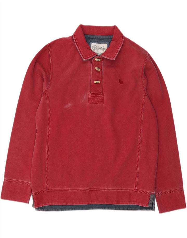 Męska bluza polo z grafiką FAT FACE, średnio czerwona, bawełniana