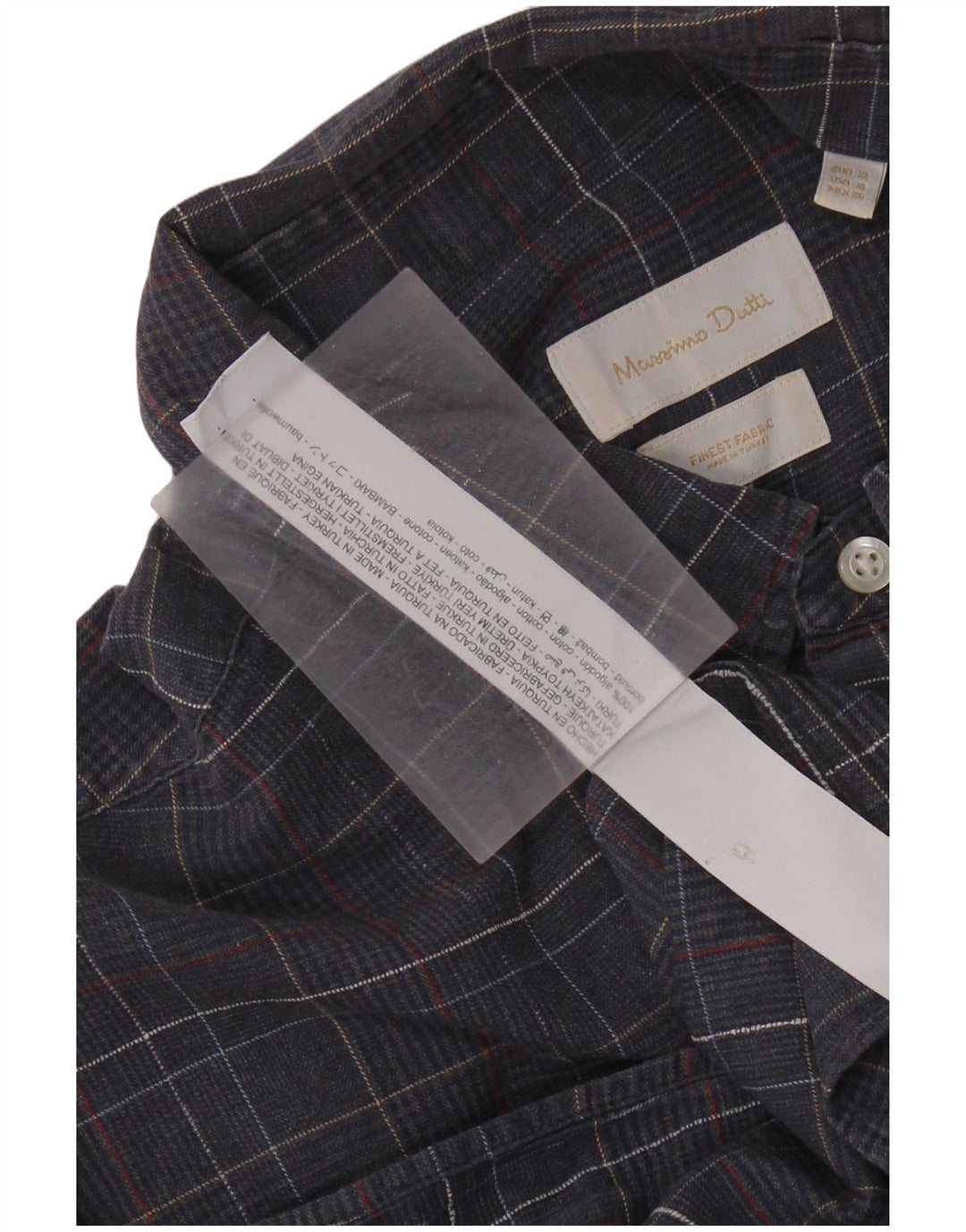 Koszula męska MASSIMO DUTTI XL, bawełniana w pepitkę, granatowa