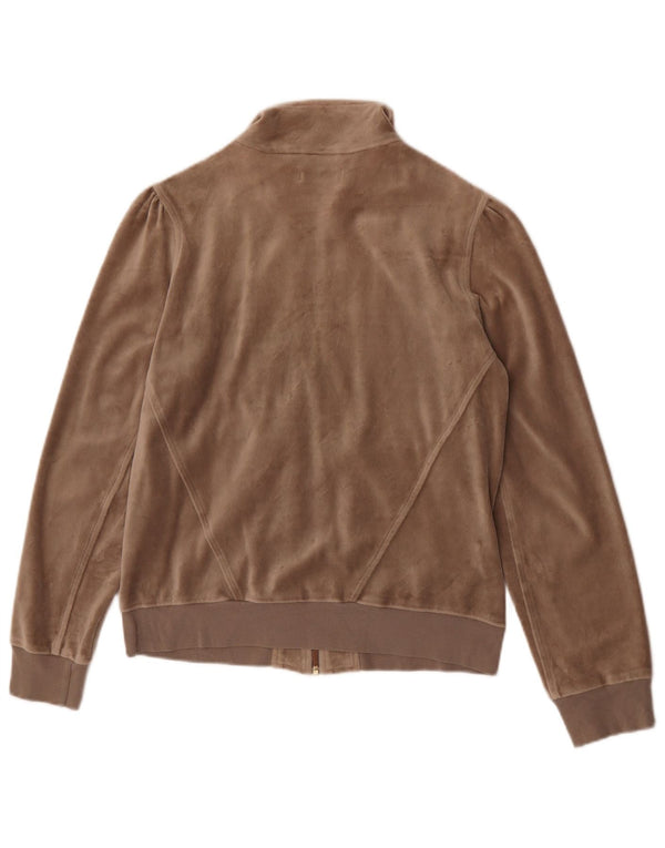 Adidas Womens Crop Velour Tracksuit Top Jacket UK 18 XL  Brown Cotton