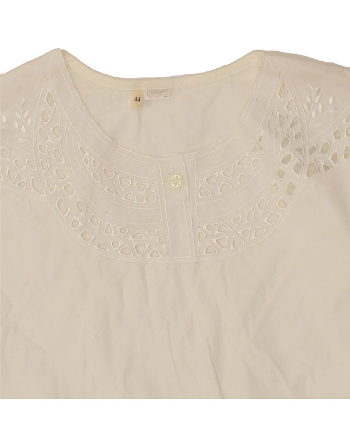 VINTAGE Womens Blouse Top IT 44 Medium White Floral Vintage Vintage and Second-Hand Vintage from Messina Hembry 