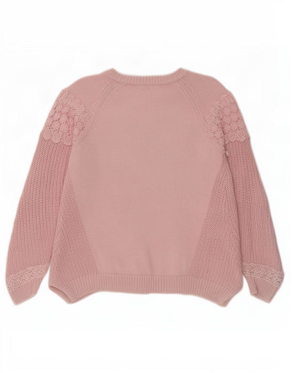 Marks & Spencer Damski sweter z dekoltem w łódkę UK 14, duży, różowy, w kwiaty