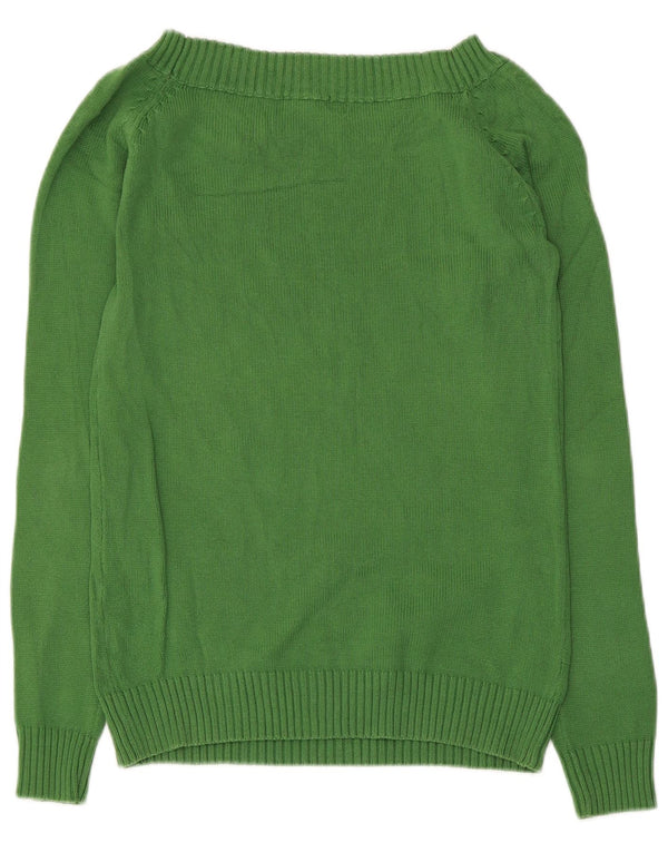 Sweter damski Zara z dekoltem w łódkę UK 14, duży, zielony, bawełniany