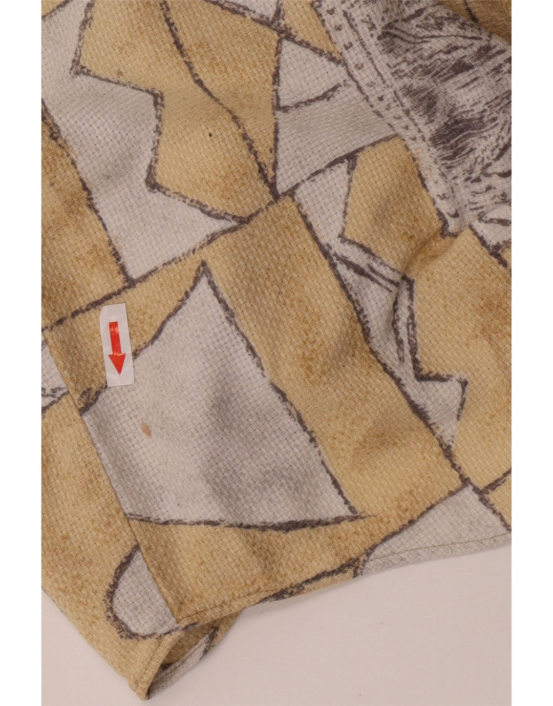 E.B. Firmowa koszula męska z krótkim rękawem, rozmiar 37/38, mała, beżowa, geometryczna