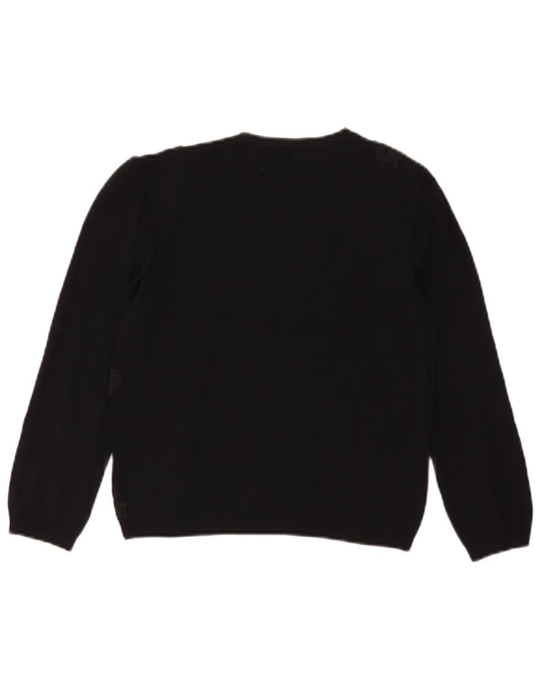 Damski sweter Zara Crop Boat Neck Sweter UK 12 Średni czarny kwiatowy wiskoza