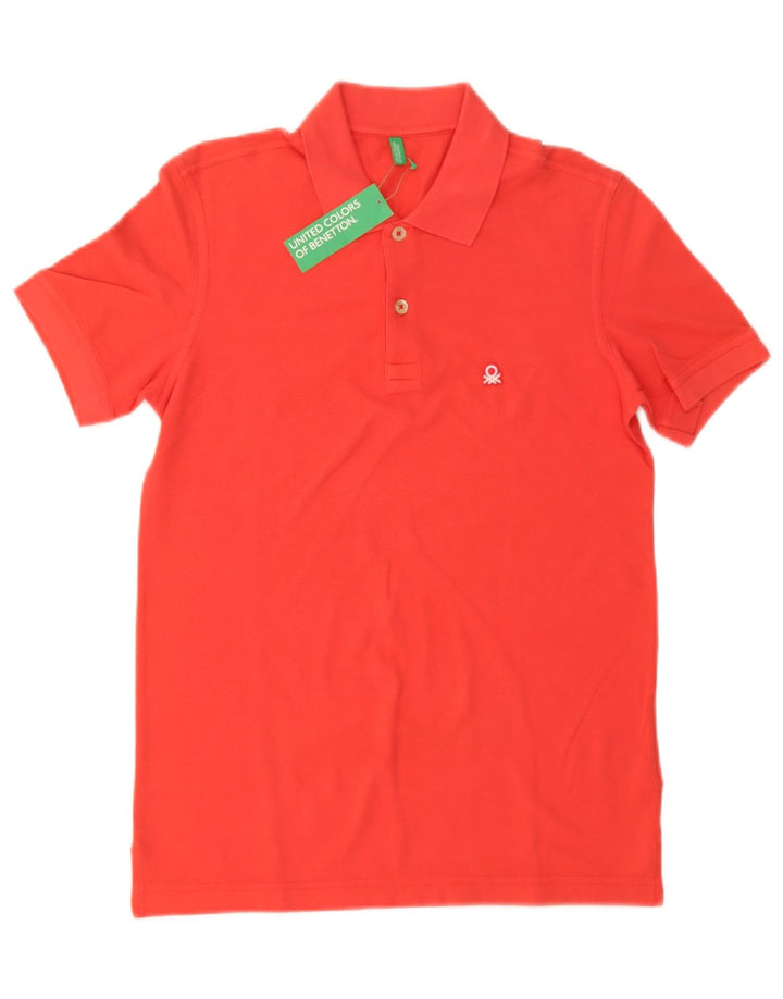 Męska koszulka polo Benetton, mała, czerwona, bawełniana