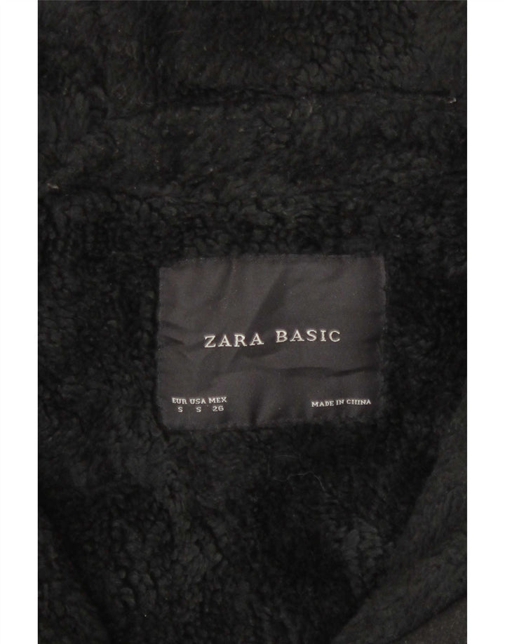 Damska kurtka Zara z kapturem, oversize Sherpa UK 10, mała, szara wełna