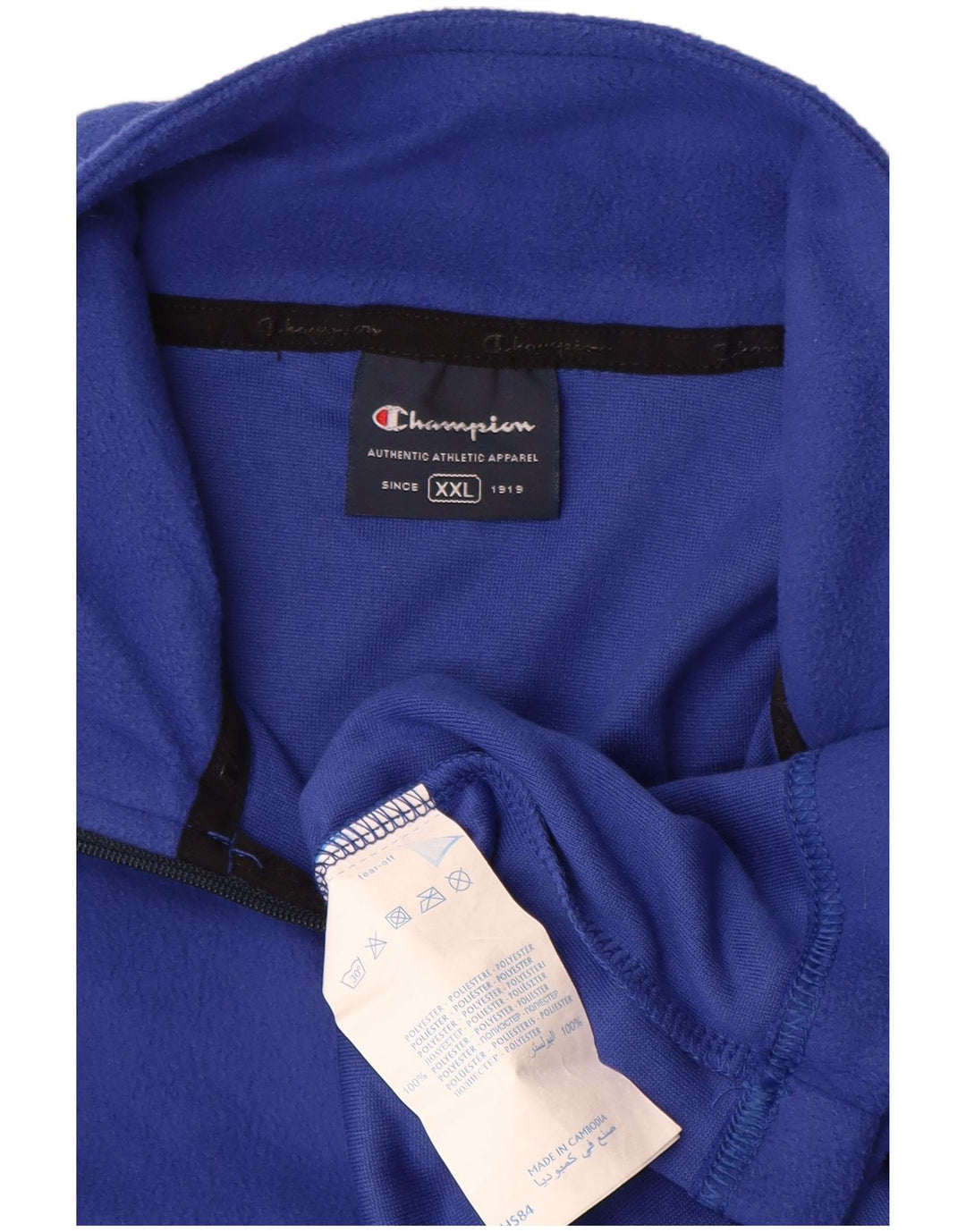 Męski sweter polarowy Champion z zamkiem błyskawicznym, 2XL, niebieski poliester