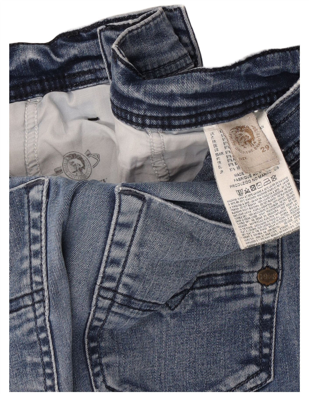 Męskie jeansy Diesel Slim W29 L31 Niebieskie bawełniane